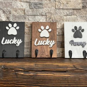 Ornaments |   Personalized Dog Leash Holder Customized Names For Pet Lovers Home & Living blue