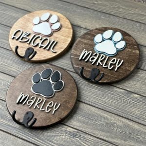 Ornaments |   Personalized Dog Leash Holder Cute Decoration With Claw Custom Name Home & Living blue