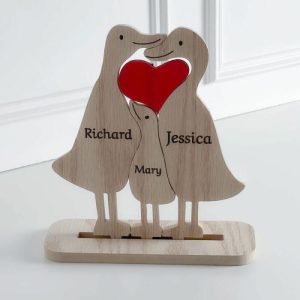 Ornaments |   Personalized Duck Family Wooden Puzzle Christmas Gift For Loved Ones Home & Living Ornaments