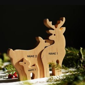 Ornaments |   Personalized Elks Family Wooden Puzzle Customized Names Unique Christmas Gifts For Loved Ones Home & Living Ornaments