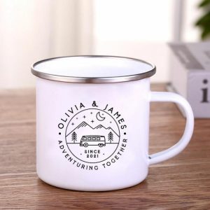 Ornaments |   Personalized Enamel Mug Adventure Together Camping Mug Anniversary Gift Home & Living Ornaments