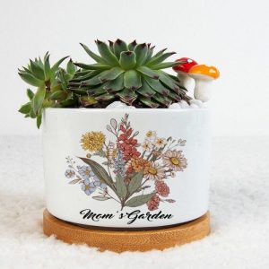 Ornaments |   Personalized Engravable Flower Pot With Beautiful Bouquet Pattern Precious Present For Her Home & Living Ornaments