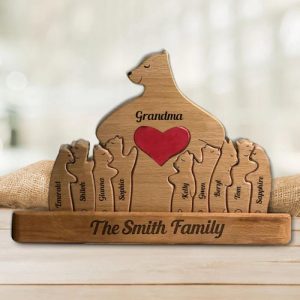 Ornaments |   Personalized Family Bear Wooden Puzzle Warm Christmas Gift For Grandma Home & Living Ornaments