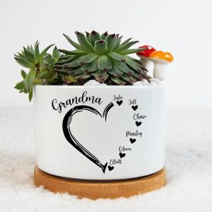 Ornaments |   Personalized Flower Pot With Custom Name Of Heart For Mother’s Day Home & Living Ornaments