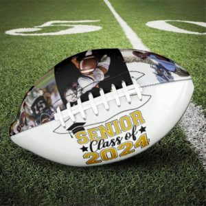 Ornaments |   Personalized Football With Photo Added As A Gift To The Class Of 2024 Home & Living Ornaments