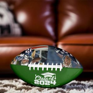 Ornaments |   Personalized Football With Photo Added As A Gift To The Class Of 2024 Home & Living Ornaments