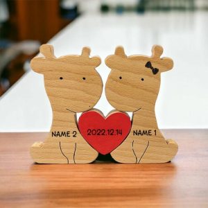 Ornaments |   Personalized Giraffe Family Name Puzzle Cute Gift For Couples Home & Living Ornaments