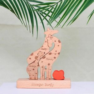 Ornaments |   Personalized Giraffe Shaped Family Puzzle Warm Gift For Loved Ones Home & Living Ornaments