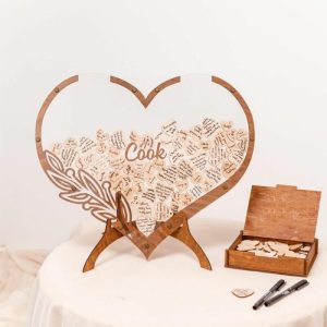 Ornaments |   Personalized Heart Shaped Wooden Wedding Guestbook Wedding Gifts Home & Living Ornaments