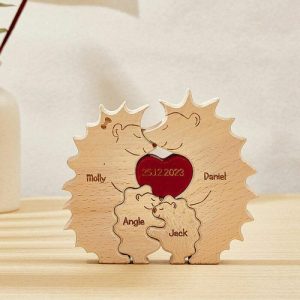 Ornaments |   Personalized Hedgehog Wooden Home Puzzle For Father’s Day Home & Living Ornaments