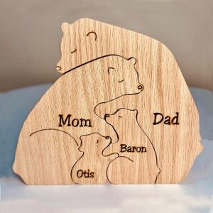 Ornaments |   Personalized Home Wooden Cute Bear Puzzle Warm Christmas Gift For Family Home & Living Ornaments