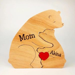 Ornaments |   Personalized Hug Bear Family Wooden Puzzle For Warm Christmas Gifts Home & Living Ornaments