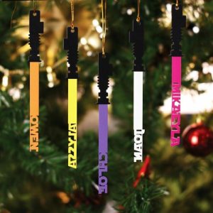 Ornaments |   Personalized Lightsaber Pendant Custom Name Christmas Gift For Kids Home & Living blue