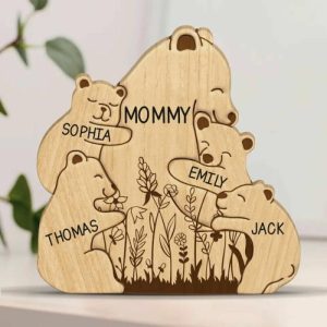 Ornaments |   Personalized Mom Bears Family Wooden Puzzle Warm Gift For Mother’s Day Home & Living Ornaments