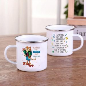 Ornaments |   Personalized Name And Date Enamel Mug Cute Leopard Back To School Gift Home & Living Ornaments