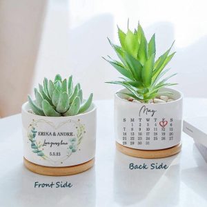 Ornaments |   Personalized Name And Date Flower Pot Special Design Creative Gift For Anniversary Home & Living Ornaments