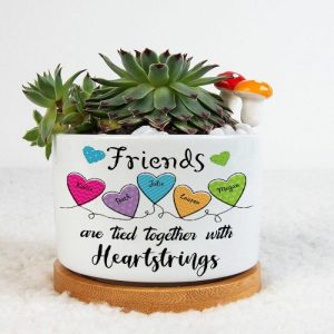 Ornaments |   Personalized Name Flower Pot With Colorful Heart Pattern Best Gift For Friend Home & Living Green