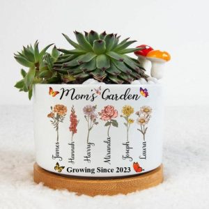 Ornaments |   Personalized Name Flower Pot With Custom Floral Wonderful For Mama Home & Living Ornaments