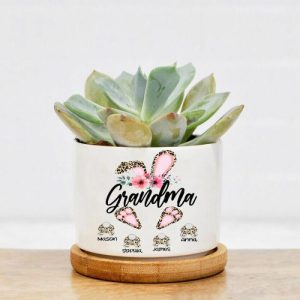 Ornaments |   Personalized Name Flower Pot With Rabbit Pattern Cute Gift For Her Home & Living Ornaments