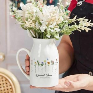 Ornaments |   Personalized Name Flower Vase With Colorful Butterflies Pattern Creative Gift For Mother Home & Living Ornaments