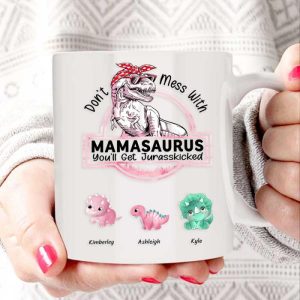 Ornaments |   Personalized Name Mug With Mamasaurus Pattern Creative Gift For Mother’s Day "You’Ll Get Jurasskicked" Home & Living Ornaments