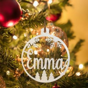 Ornaments |   Personalized Name Round Wooden Snowflake Pine Christmas Decoration Home & Living Ornaments