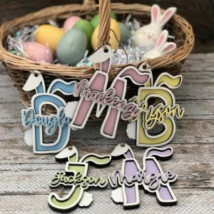 Ornaments |   Personalized Name Tag With Bunny Ears Cute Easter Gift Home & Living Green