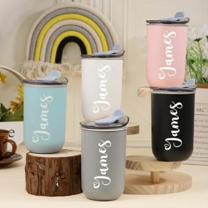 Ornaments |   Personalized Name Wine Tumbler With Lid Stylish Fonts Design Gift For Friends Home & Living blue