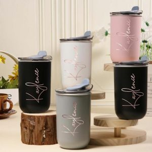 Ornaments |   Personalized Name Wine Tumbler With Lid Stylish Present For Bestie Home & Living blue