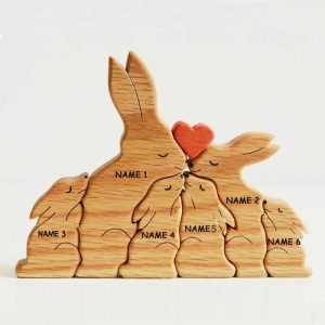 Ornaments |   Personalized Names Cute Bunny Family Puzzle Christmas Gift Home & Living Ornaments