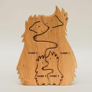 Ornaments |   Personalized Names Hedgehog Family Wooden Puzzle Funny Gift Home & Living Ornaments