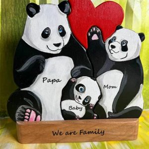 Ornaments |   Personalized Panda Family Colorful Wooden Puzzle Warm Gift Home & Living Ornaments