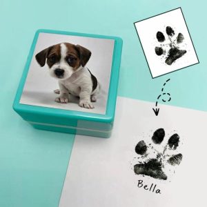 Ornaments |   Personalized Paw Print Stamps Add Pet And Paw Print Photo For Pet Lovers Pet Memorial Stamps Home & Living Beige