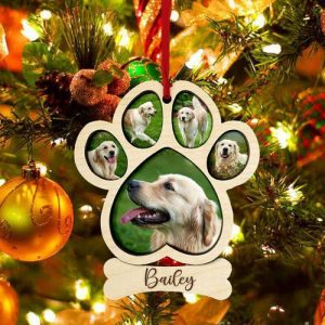 Ornaments |   Personalized Paw Shape Custom Pet Photo Christmas Tree Decoration For Pet Home & Living Ornaments