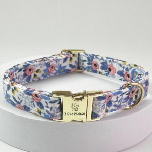 Ornaments |   Personalized Pet Collar With Floral Pattern And Customizable Phone Number Home & Living Ornaments