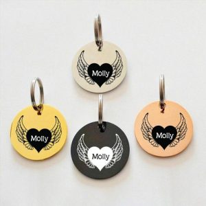 Ornaments |   Personalized Pet Dog Collar Tag Keychain Pet Memorial Gift For Pet Lovers Home & Living blackgoldplatedsilver