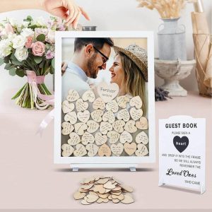 Ornaments |   Personalized Picture Square Alternative Wedding Wooden Guest Book Gift Home & Living burlywood