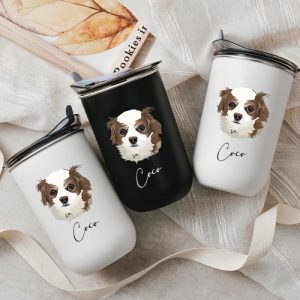 Ornaments |   Personalized Picture Wine Tumbler With Lid Custom Name Best Gift For Pet Lover Home & Living blue