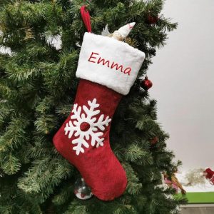 Ornaments |   Personalized Red Big Snowflake Custom Name Christmas Socks Home & Living Ornaments