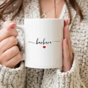 Ornaments |   Personalized Red Heart Custom Name Mug Home & Living Ornaments