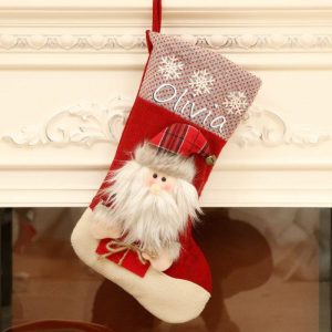 Ornaments |   Personalized Red Santa Claus Custom Name Christmas Stockings With Gifts Home & Living Ornaments