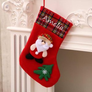 Ornaments |   Personalized Red Santa Pine Custom Name Christmas Sock Home & Living Ornaments