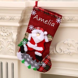 Ornaments |   Personalized Red Santa Snowflakes Custom Name Christmas Socks Home & Living Ornaments