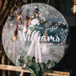 Ornaments |   Personalized Round Acrylic Guest Book Custom Couple Last Name For Wedding Home & Living Ornaments