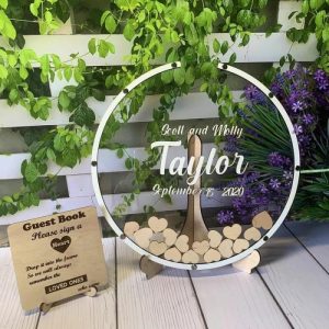 Ornaments |   Personalized Round Guest Book Custom Last Name And First Name Gifts For Wife Home & Living Ornaments