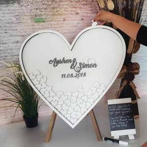 Ornaments |   Personalized Simple Heart Shaped Wooden Acrylic Custom Name Guest Book Home & Living Ornaments