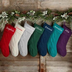 Ornaments |   Personalized Simple Knitted Custom Name Christmas Stockings Home & Living Ornaments