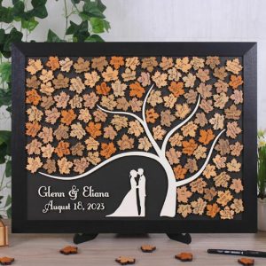 Ornaments |   Personalized Square Wedding Guestbook With Maple Leaf Insert Wedding Favors Home & Living Ornaments