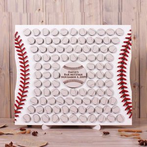 Ornaments |   Personalized Square Wood Guest Book With Baseball Insert Sweet Gift For Sports Lovers Home & Living Ornaments