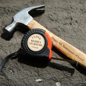 Ornaments |   Personalized Tape Measure Hammer Set Anniversary Valentine’s Day Gift For Husband Home & Living Ornaments